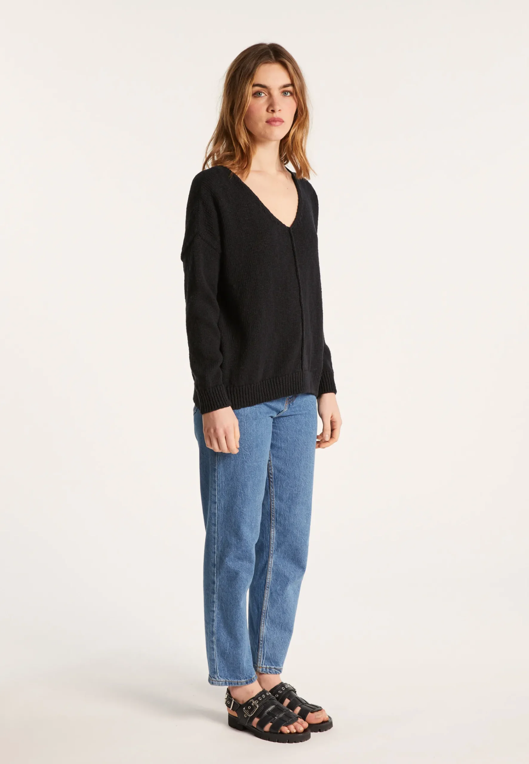 Montagut Pulls-Pull ample coton et lin - Nathalie 05-Bleu marine