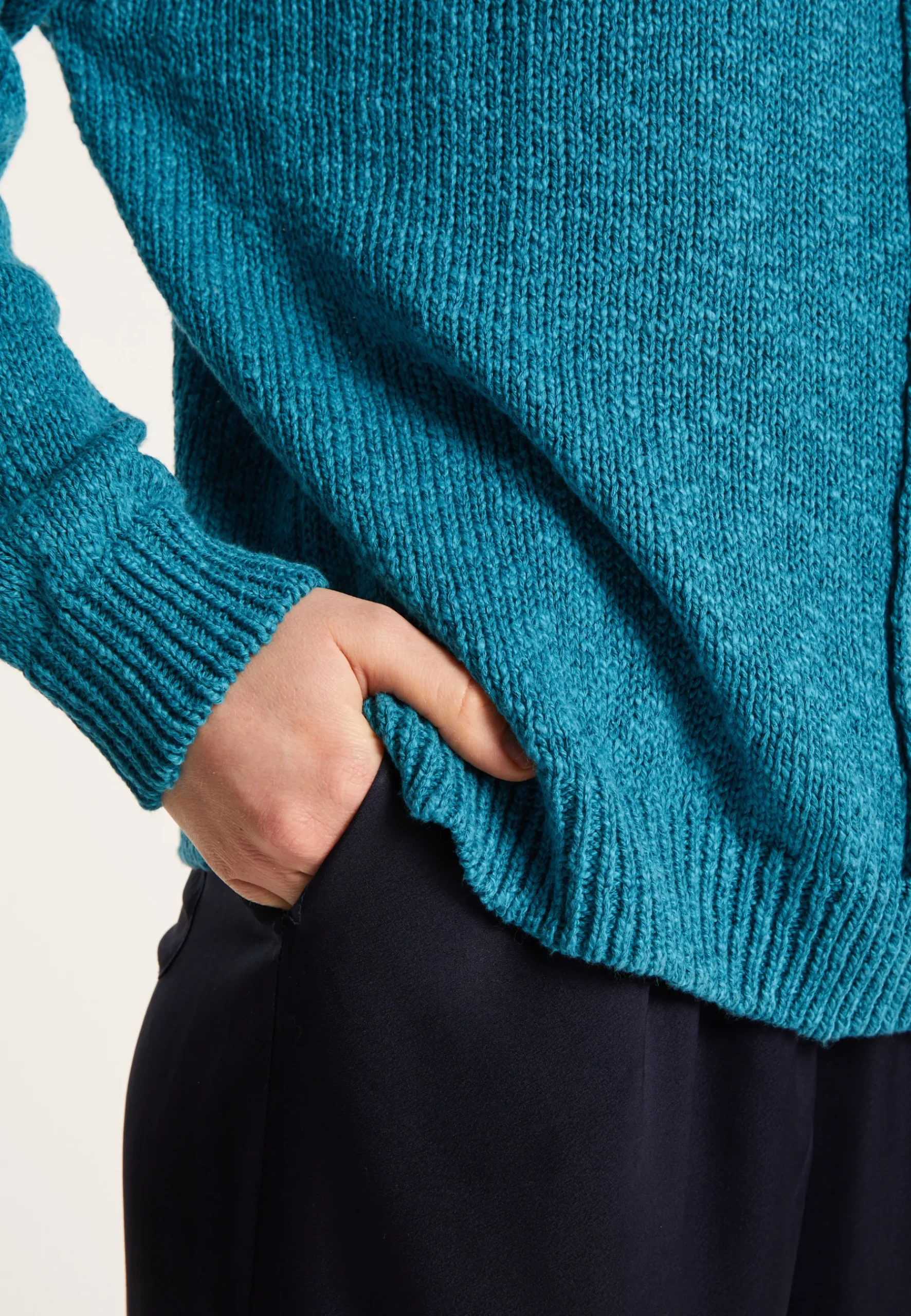 Montagut Pulls-Pull ample coton et lin - Nathalie 49-Turquoise
