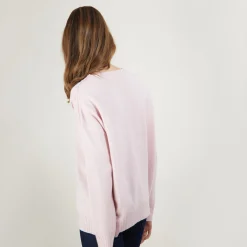 Montagut Les Incontournables-Pull ample en cachemire boutons épaule - Brook 24-Rose clair