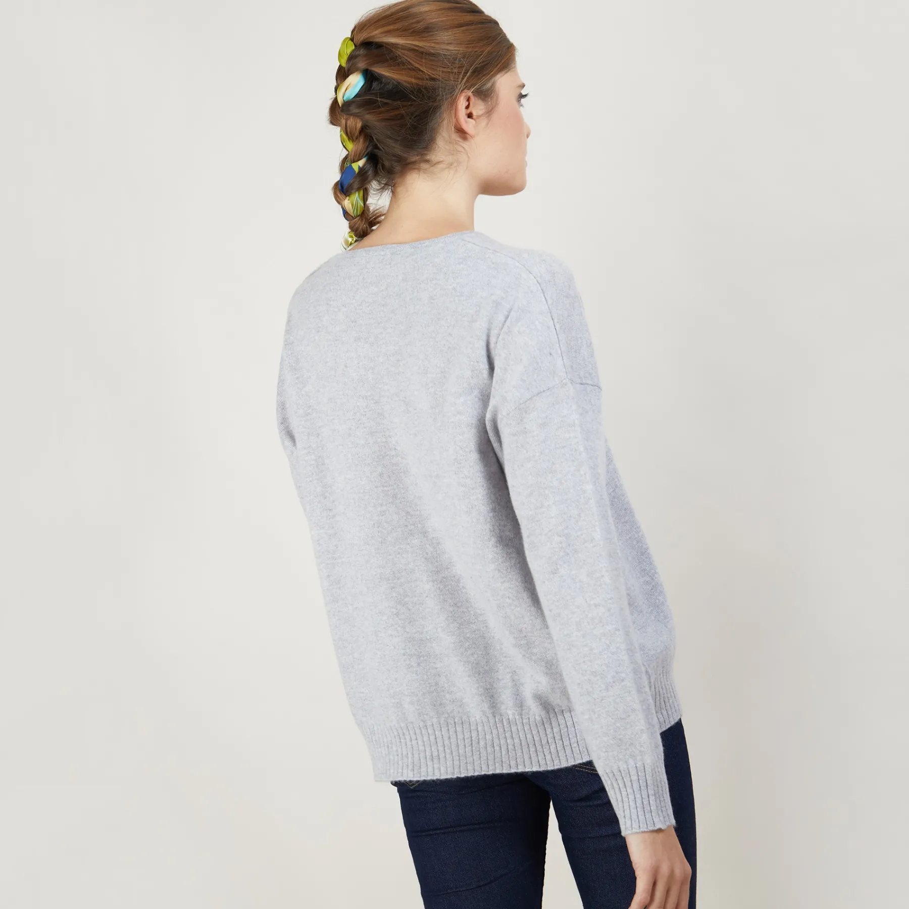 Montagut Les Incontournables-Pull ample en cachemire boutons épaule - Brook 09-Gris moyen