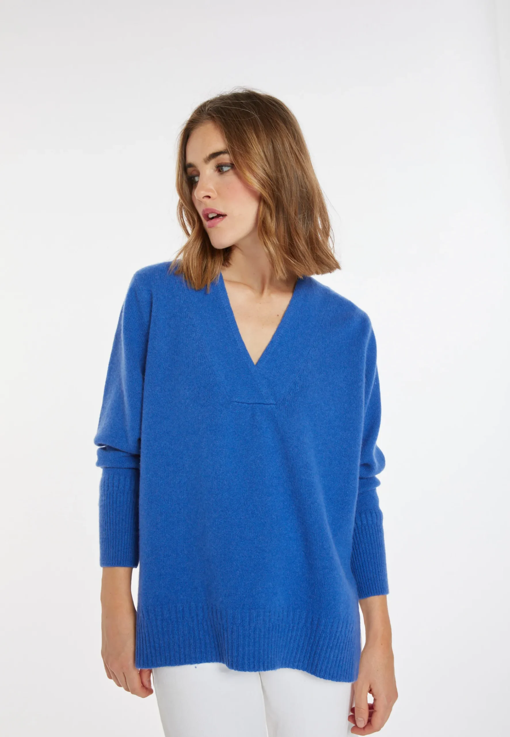 Montagut Pulls-Pull ample en cachemire et laine - Chloé 48-Bleu roi