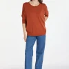 Montagut Les Incontournables-Pull ample fin en laine mérinos - Azel 92-Rouille