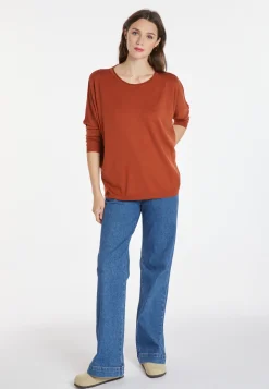 Montagut Les Incontournables-Pull ample fin en laine mérinos - Azel 92-Rouille