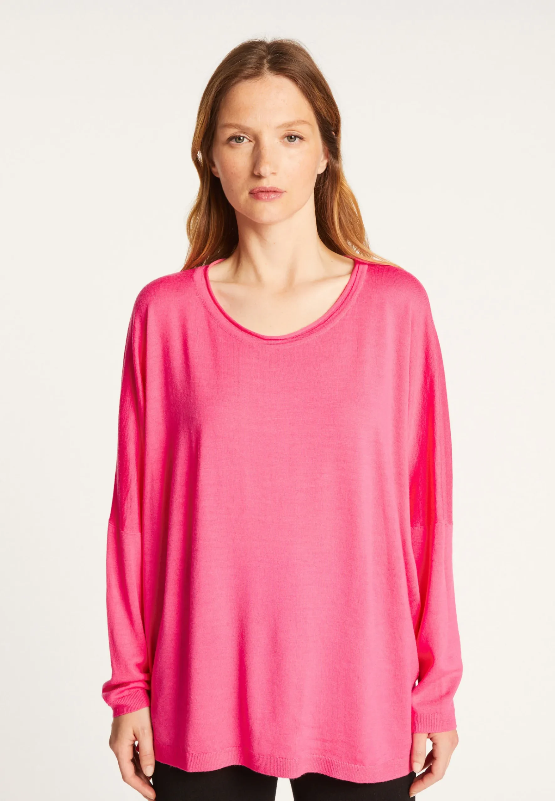 Montagut Pulls | Les Incontournables-Pull ample fin en laine mérinos - Azel 91-Fuchsia