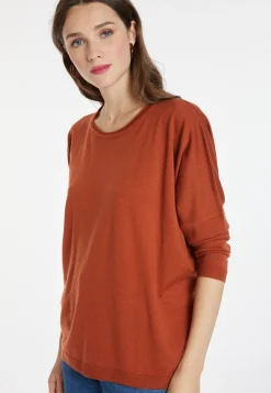 Montagut Les Incontournables-Pull ample fin en laine mérinos - Azel 92-Rouille