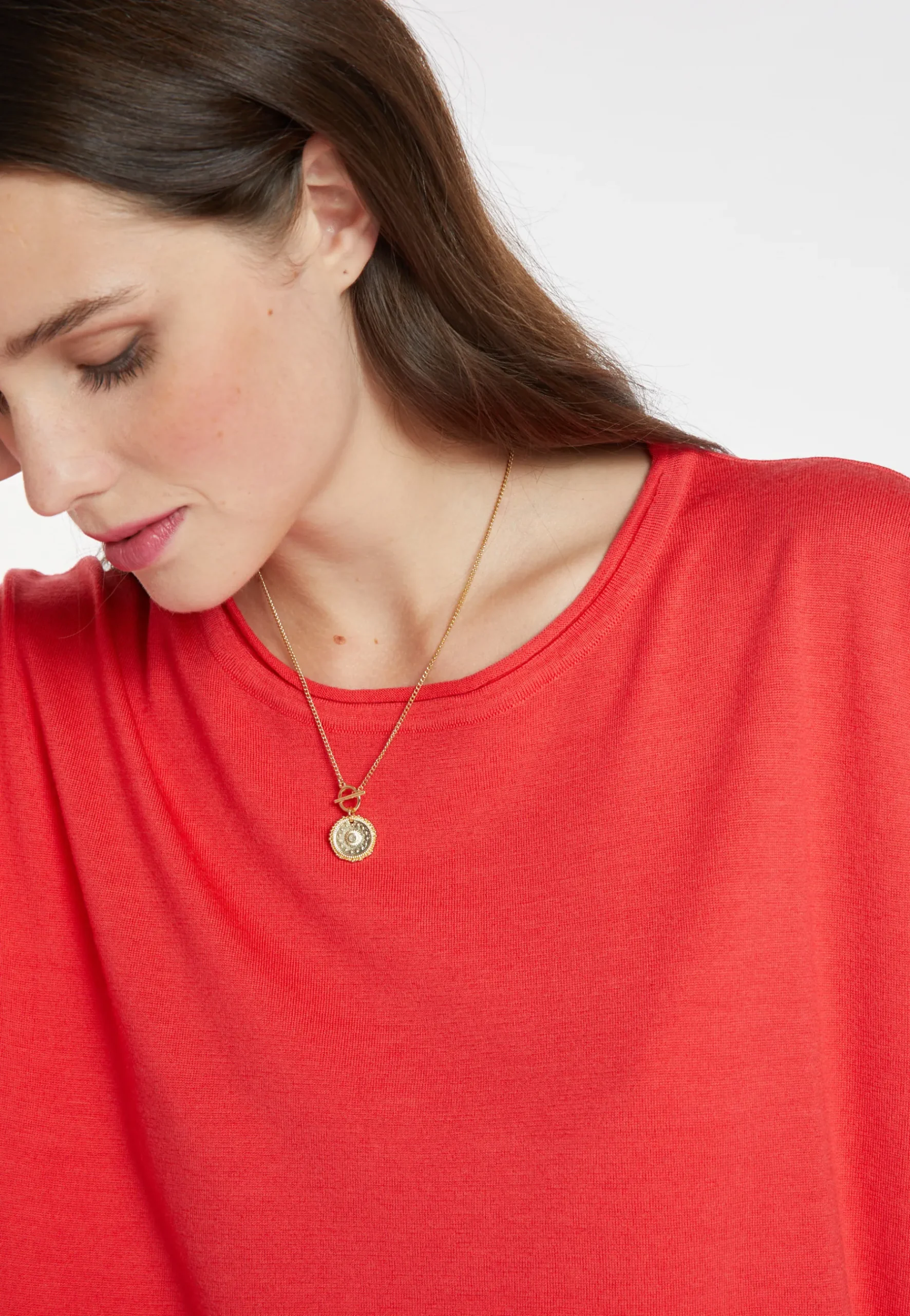 Montagut Pulls | Les Incontournables-Pull ample fin en laine mérinos - Azel 52-Rouge