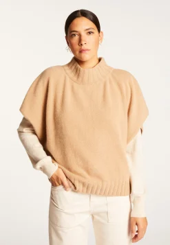 Montagut Les Incontournables-Pull ample manches courtes en cachemire - Virginia 88-Camel