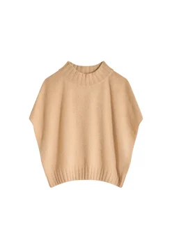 Montagut Les Incontournables-Pull ample manches courtes en cachemire - Virginia 88-Camel