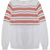 Montagut Pulls-Pull ample rayé en lin flammé - Tael 02-Blanc