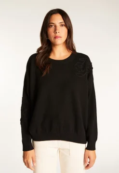 Montagut Pulls-Pull avec broderie en laine et cachemire - Rachel 01-Noir