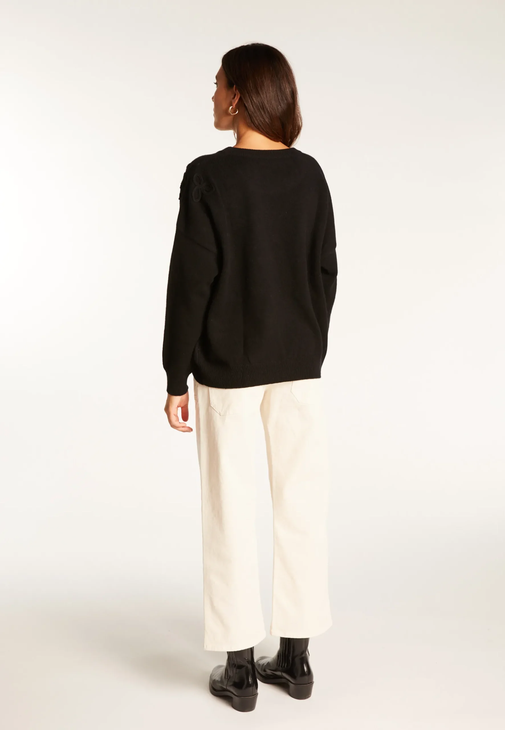 Montagut Pulls-Pull avec broderie en laine et cachemire - Rachel 01-Noir