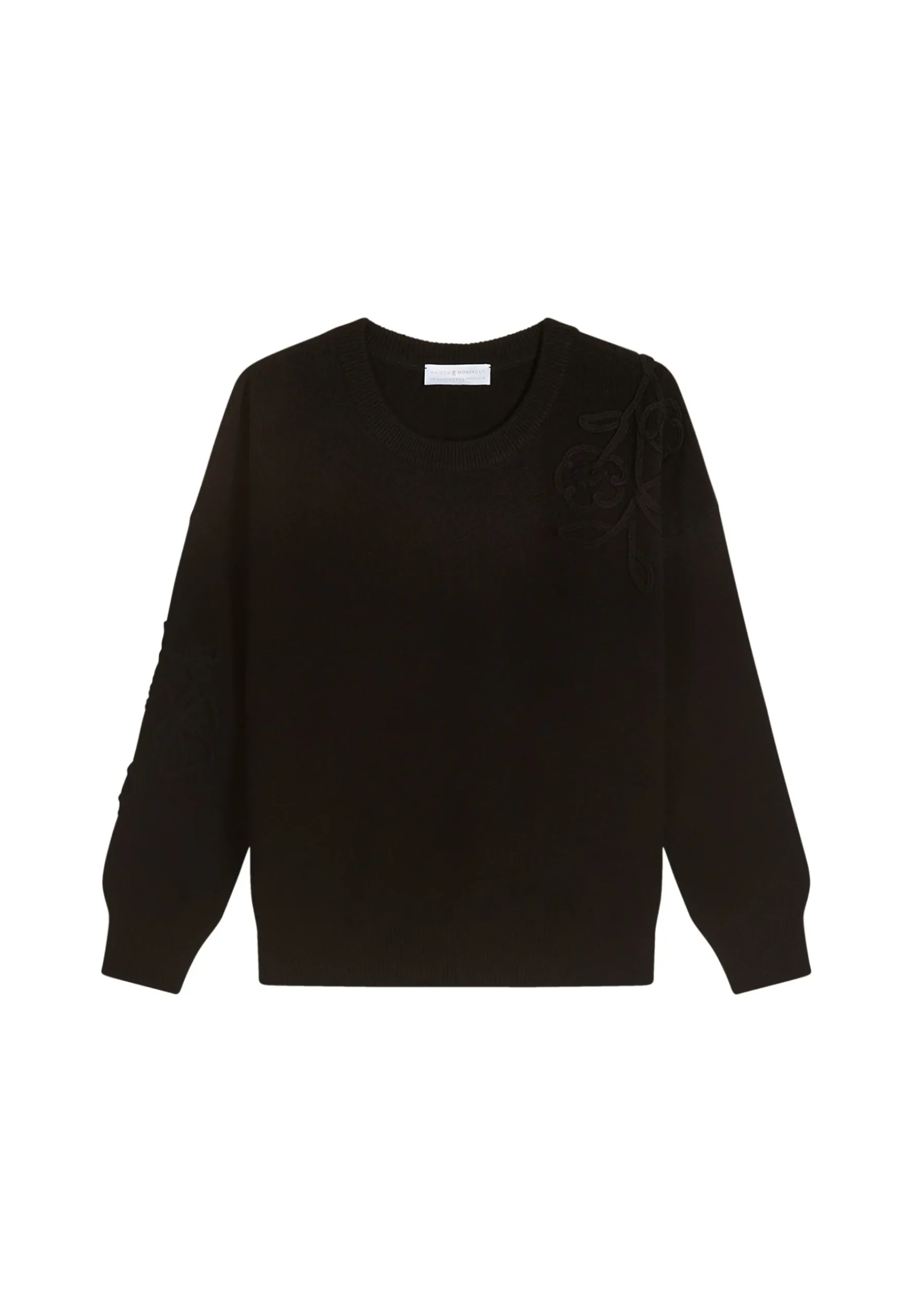 Montagut Pulls-Pull avec broderie en laine et cachemire - Rachel 01-Noir
