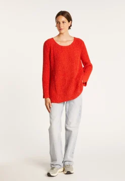 Montagut Pulls-Pull avec fentes en soie laine velours - Bonnou 52-Rouge