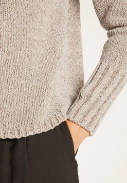 Montagut Pulls-Pull avec torsades en soie laine velours - Bahamas 11-Gris clair