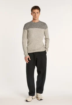 Montagut Pulls-Pull bicolore en coton - Bertrand 11-Gris clair