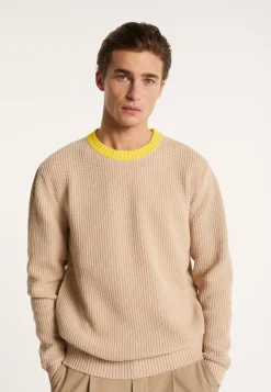 Montagut Pulls-Pull bicolore en gros coton - Pacome 13-Beige moyen