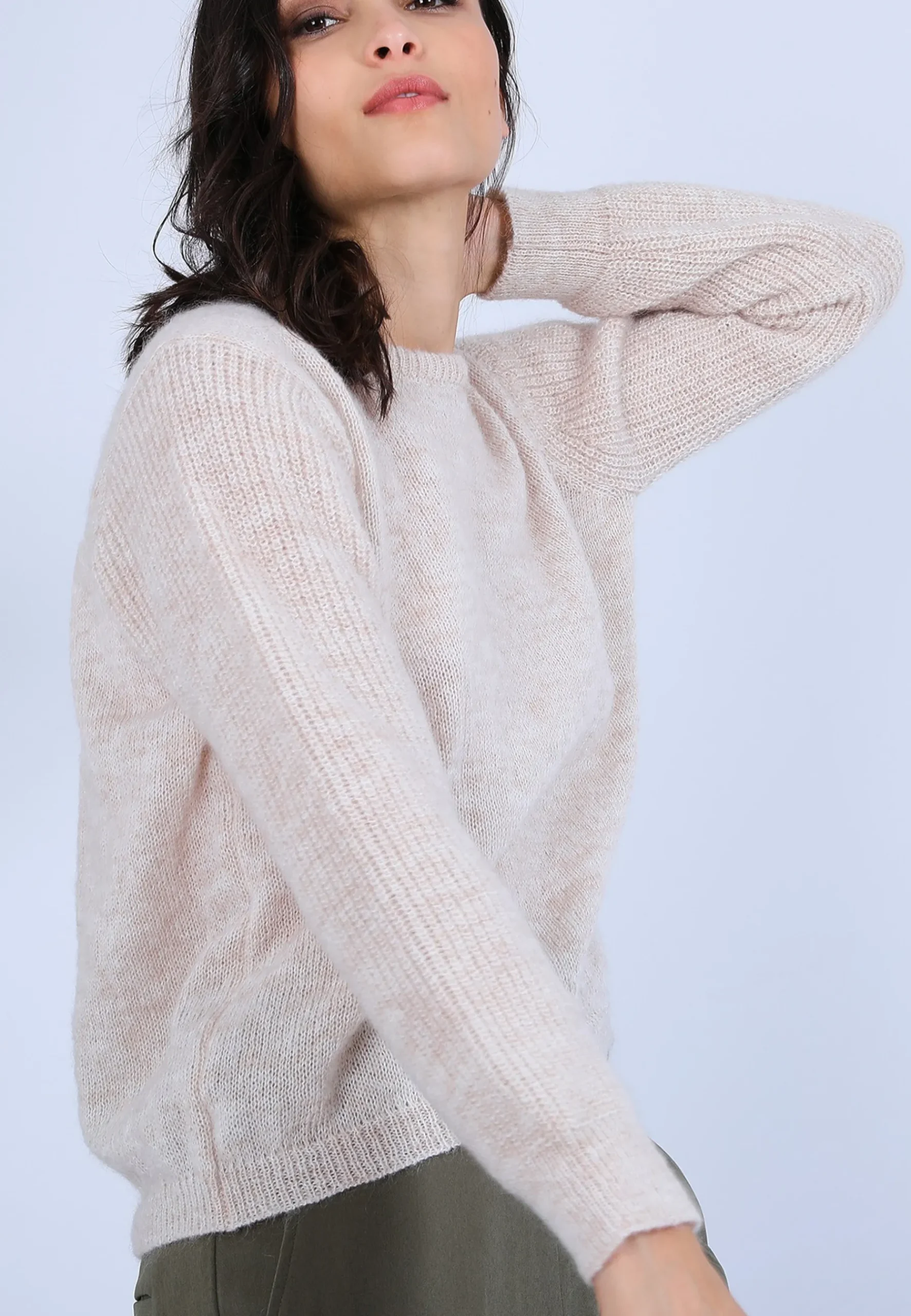 Montagut Pulls-Pull boule en mohair - Perla 12-Beige clair