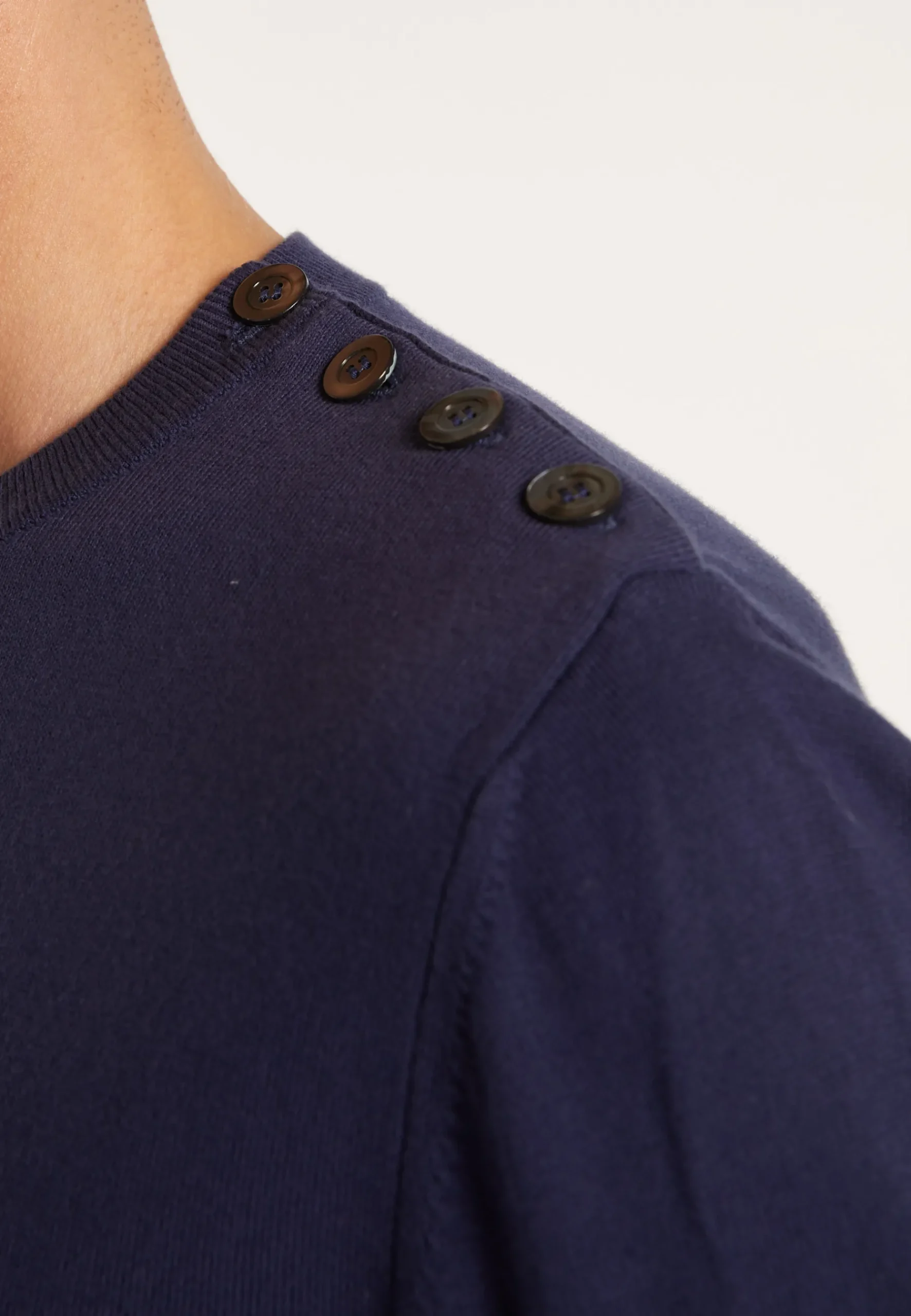Montagut Pulls-Pull boutonné en coton - Bonze 05-Bleu marine