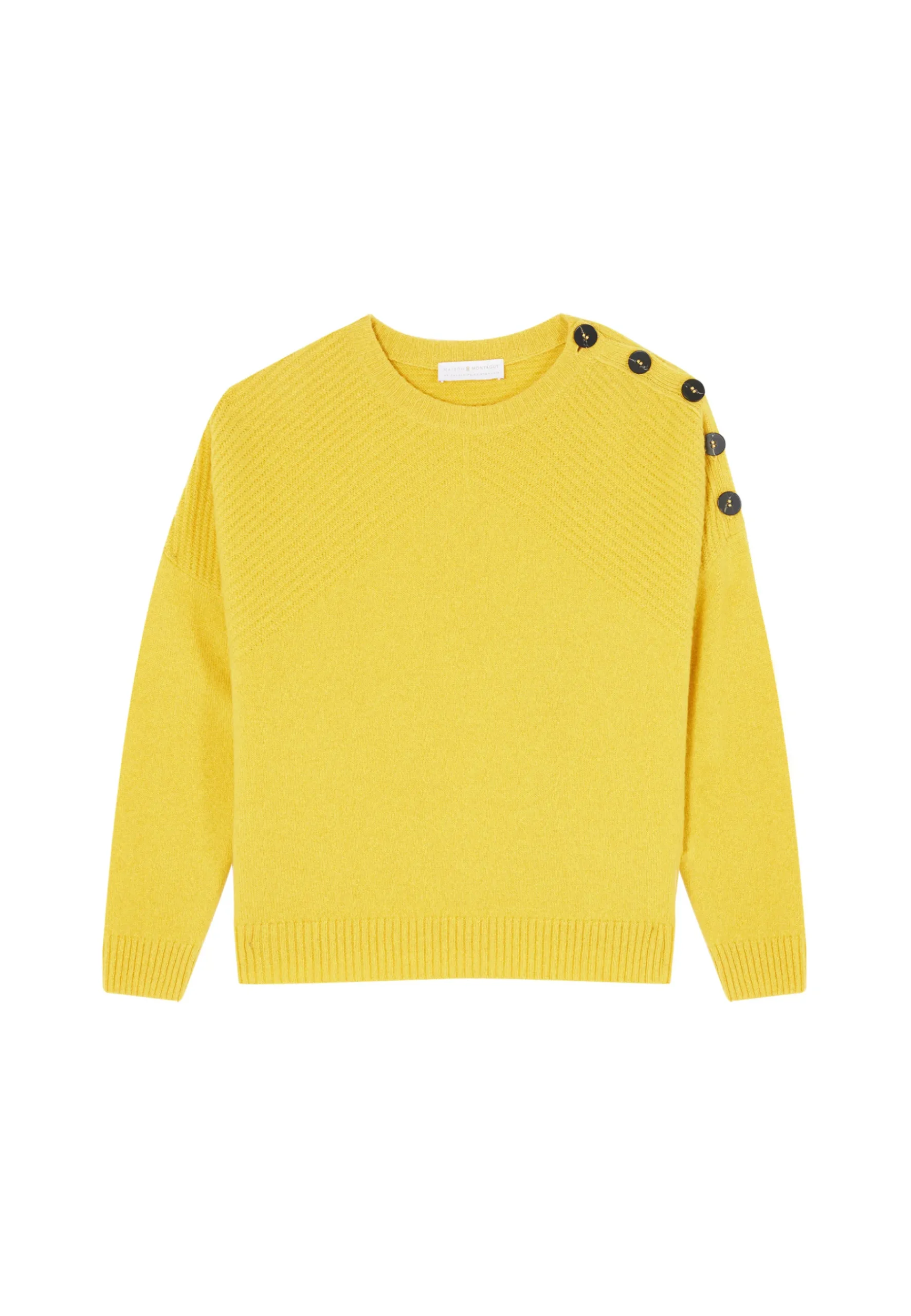 Montagut Pulls-Pull boutonné laine et cachemire - Charlie 89-Moutarde