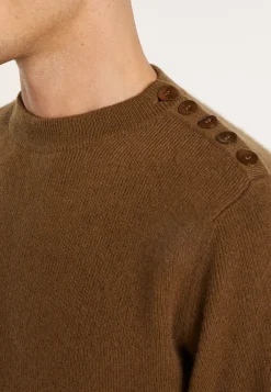 Montagut Pulls-Pull cachemire 4 fils boutons épaules - Fernand 07-Marron