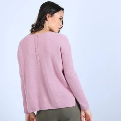 Montagut Pulls-Pull cachemire boutons dos - Becky 25-Rose moyen