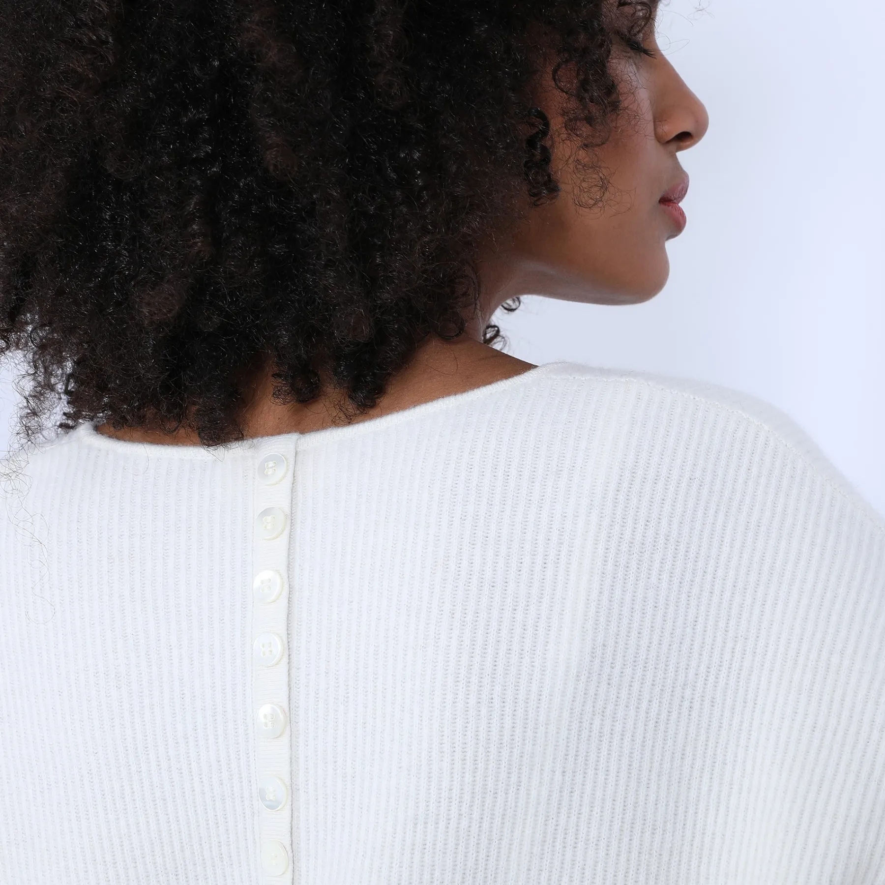 Montagut Pulls-Pull cachemire boutons dos - Becky 82-Ecru