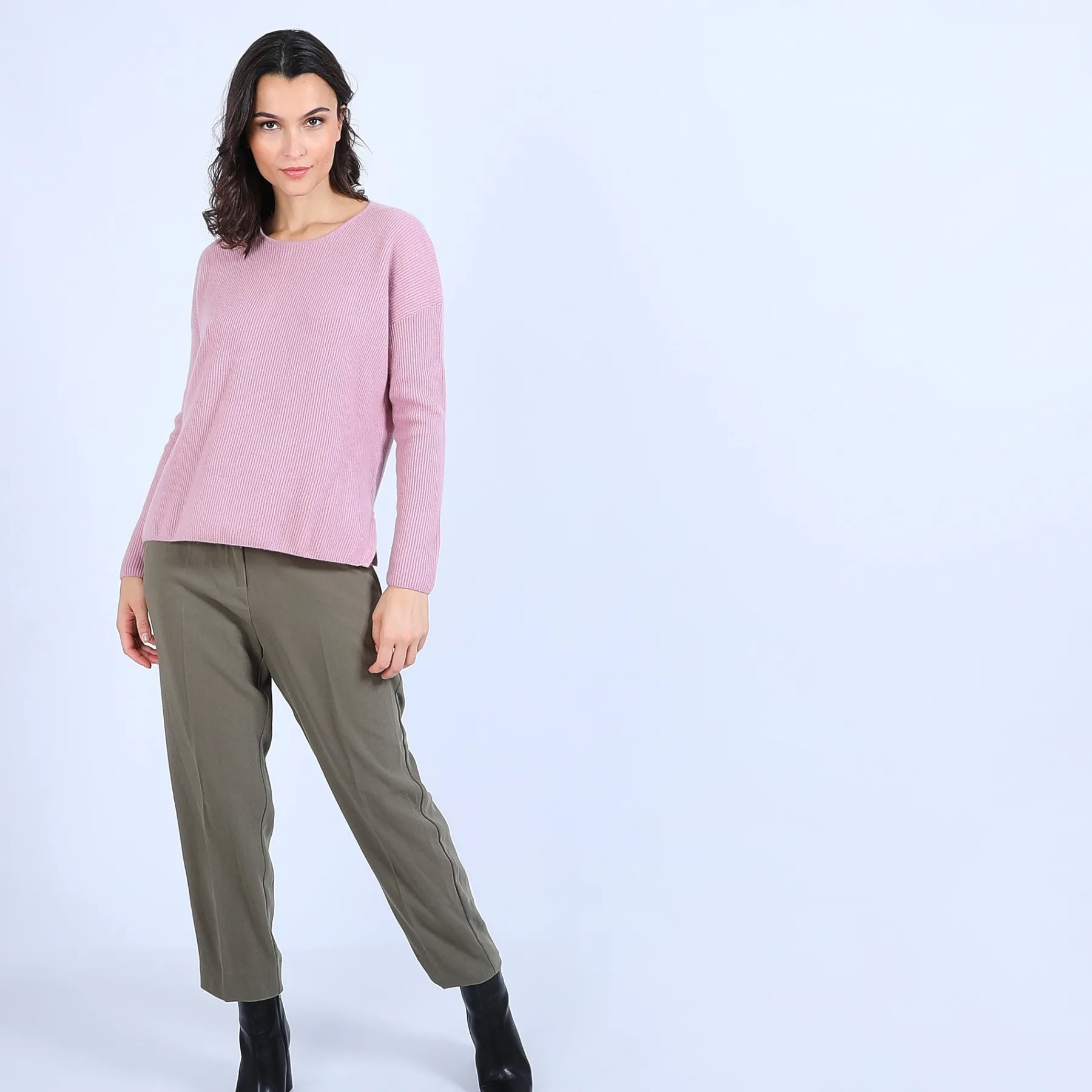 Montagut Pulls-Pull cachemire boutons dos - Becky 25-Rose moyen