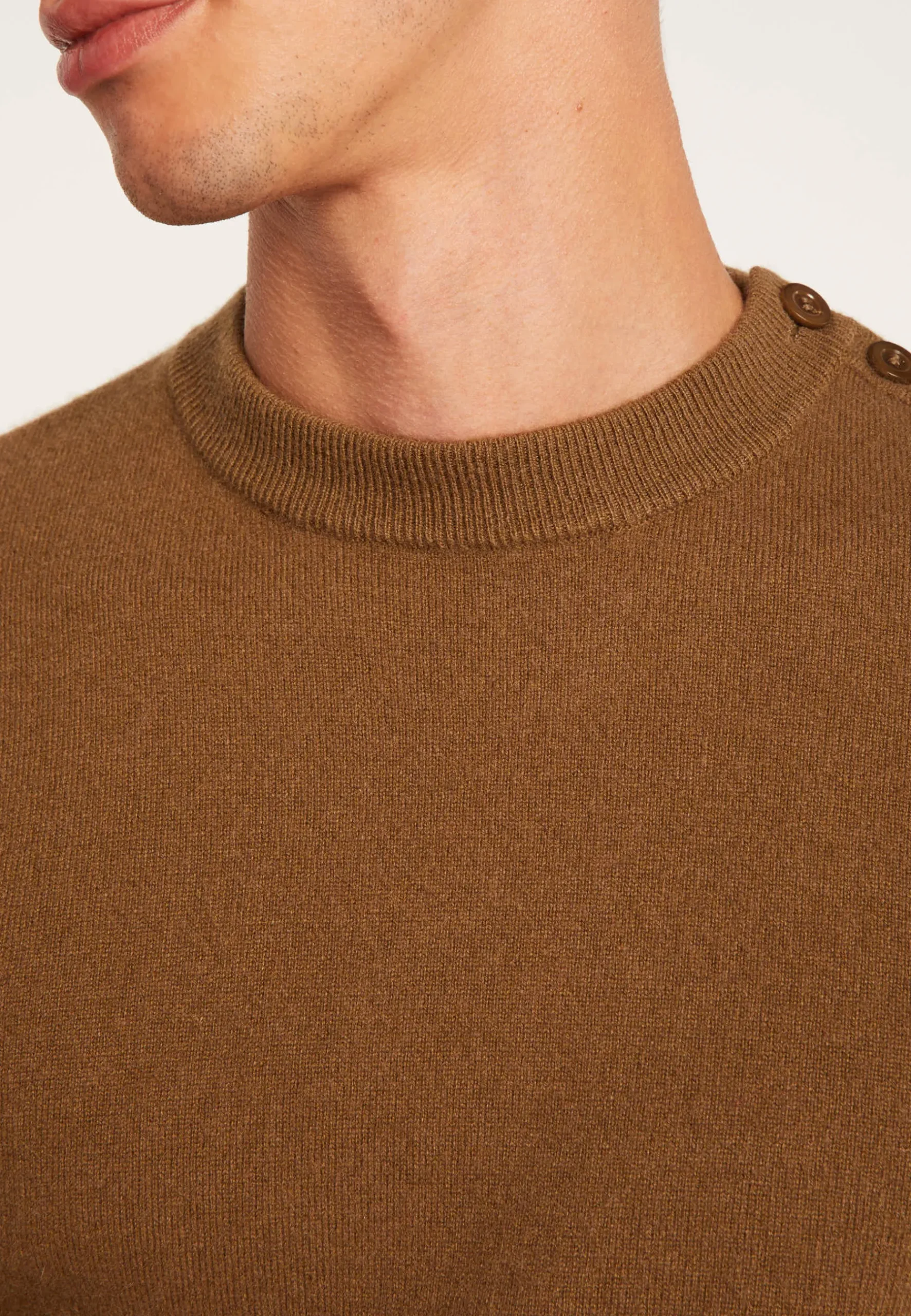 Montagut Pulls-Pull cachemire boutons épaule - Bonifas 83-Kaki