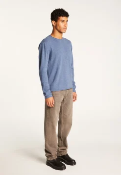 Montagut Pulls-Pull cachemire col rond - Ernesto 95-Bleu denim