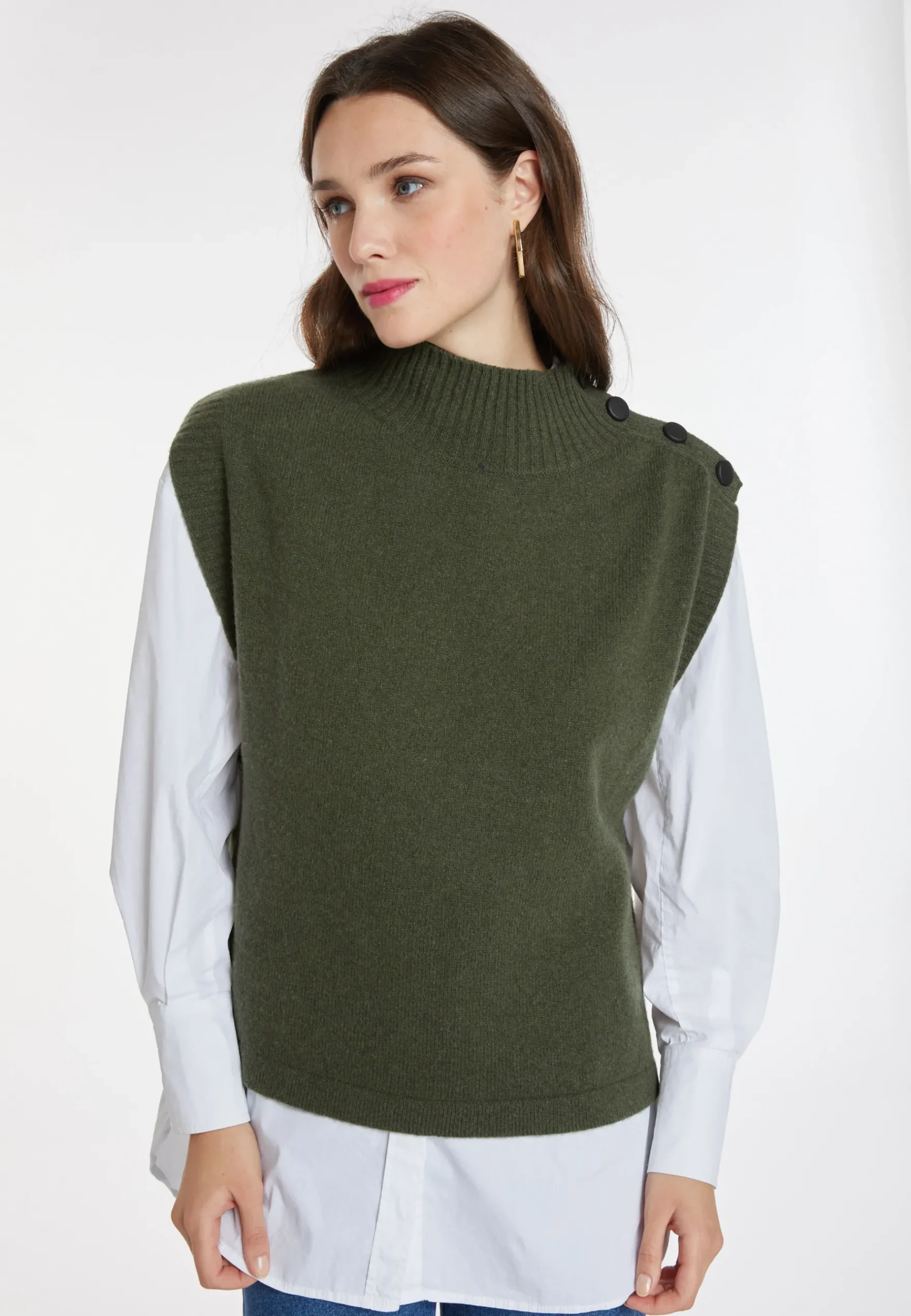 Montagut Les Incontournables-Pull cachemire et laine - Anika 83-Kaki