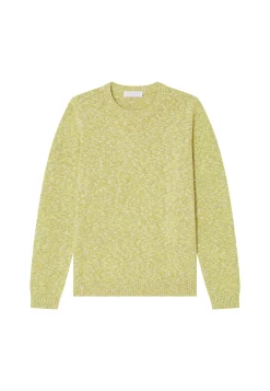 Montagut Pulls-Pull chiné col rond en coton - Doume 90-Vert anis