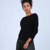 Montagut Les Incontournables-Pull col bateau en cachemire - Bal 01-Noir