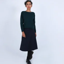 Montagut Les Incontournables-Pull col bateau en cachemire - Bal 21-Vert foncé