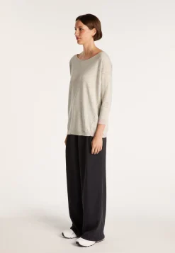 Montagut Pulls-Pull col bateau en cachemire et lin - Jacotte 11-Gris clair
