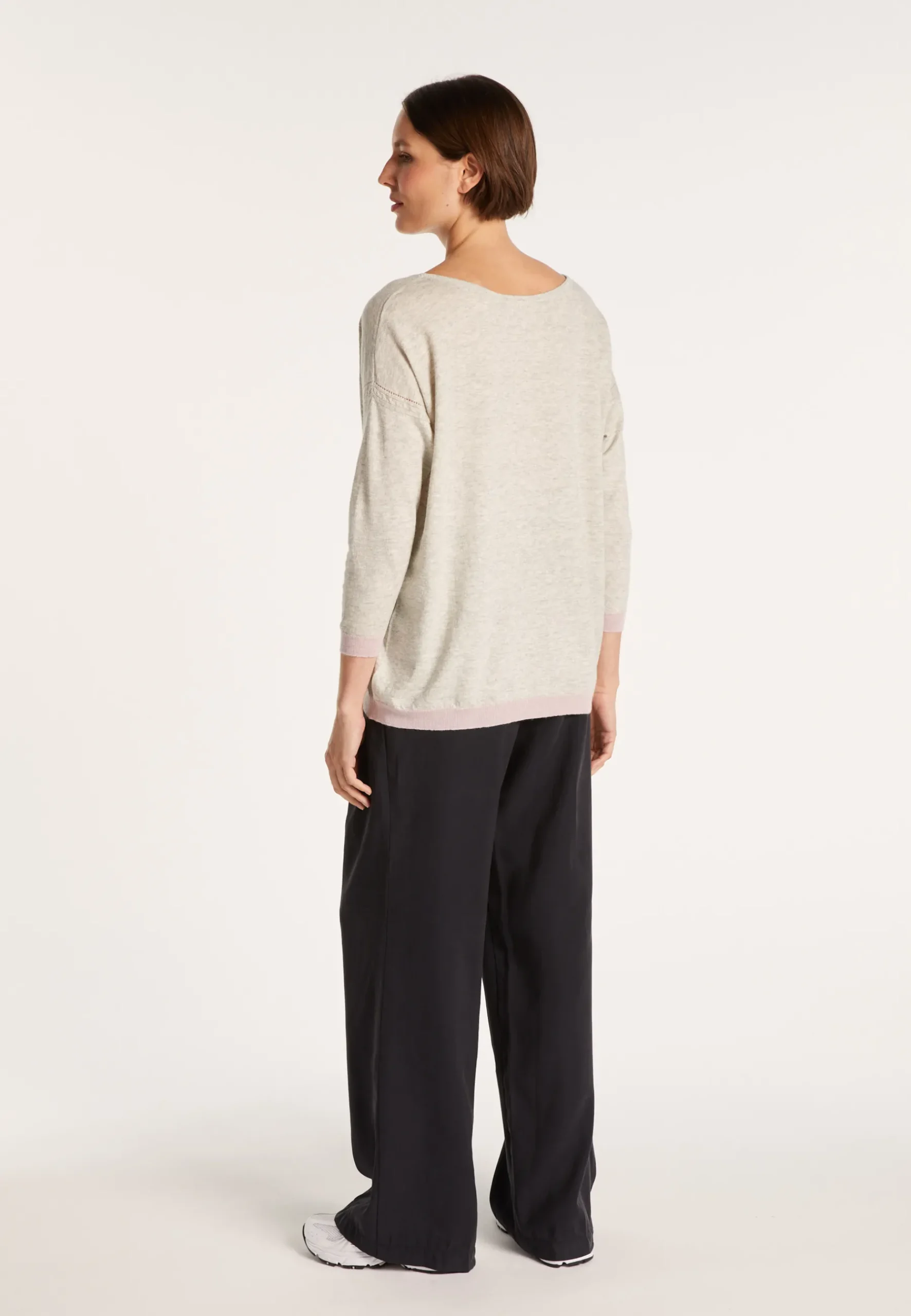 Montagut Pulls-Pull col bateau en cachemire et lin - Jacotte 11-Gris clair
