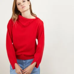 Montagut Pulls-Pull col boutonné en cachemire - Gretel bis 52-Rouge