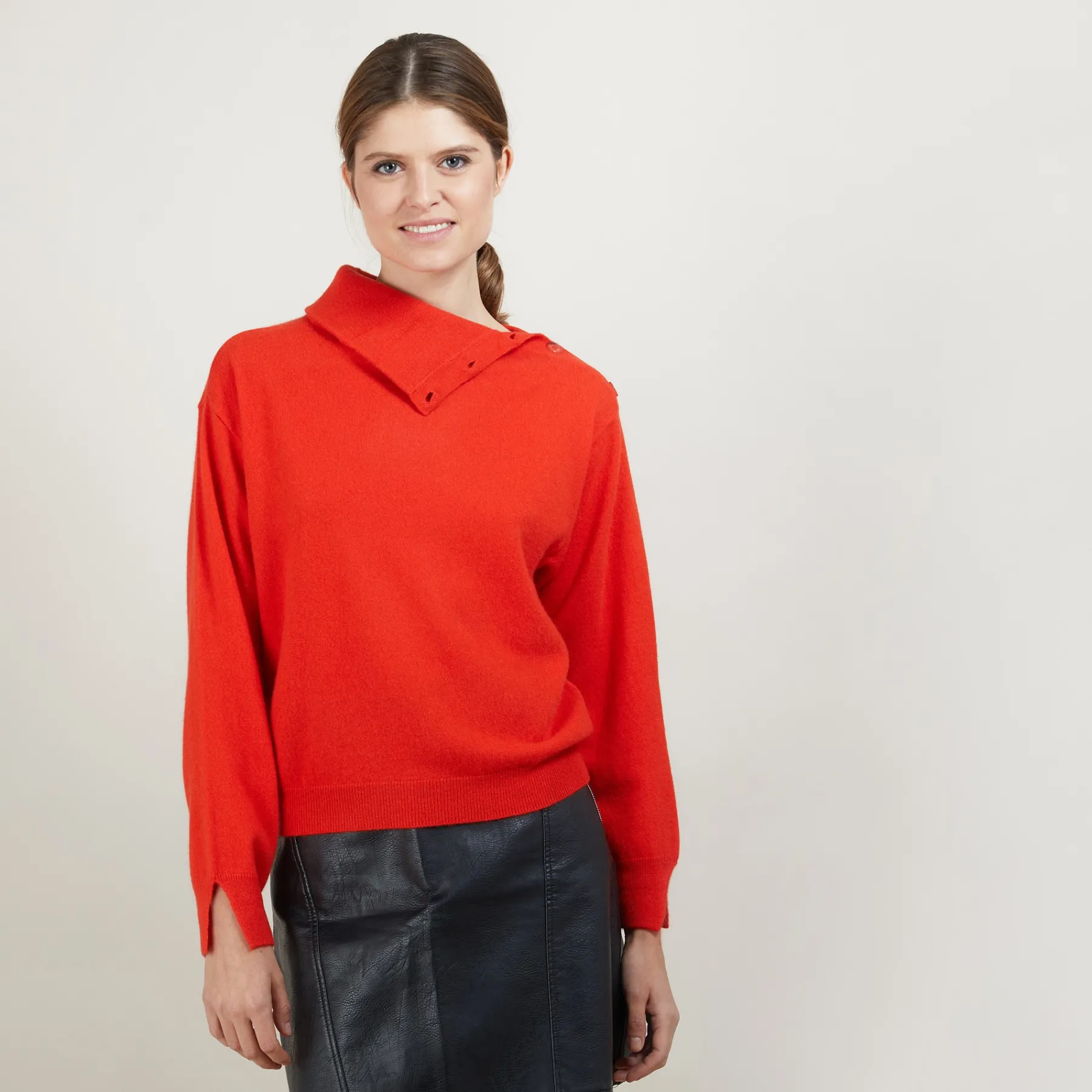 Montagut Pulls-Pull col boutonné en cachemire - Gretel bis 15-Orange
