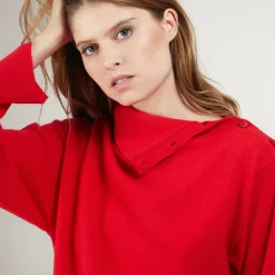 Montagut Pulls-Pull col boutonné en cachemire - Gretel bis 52-Rouge