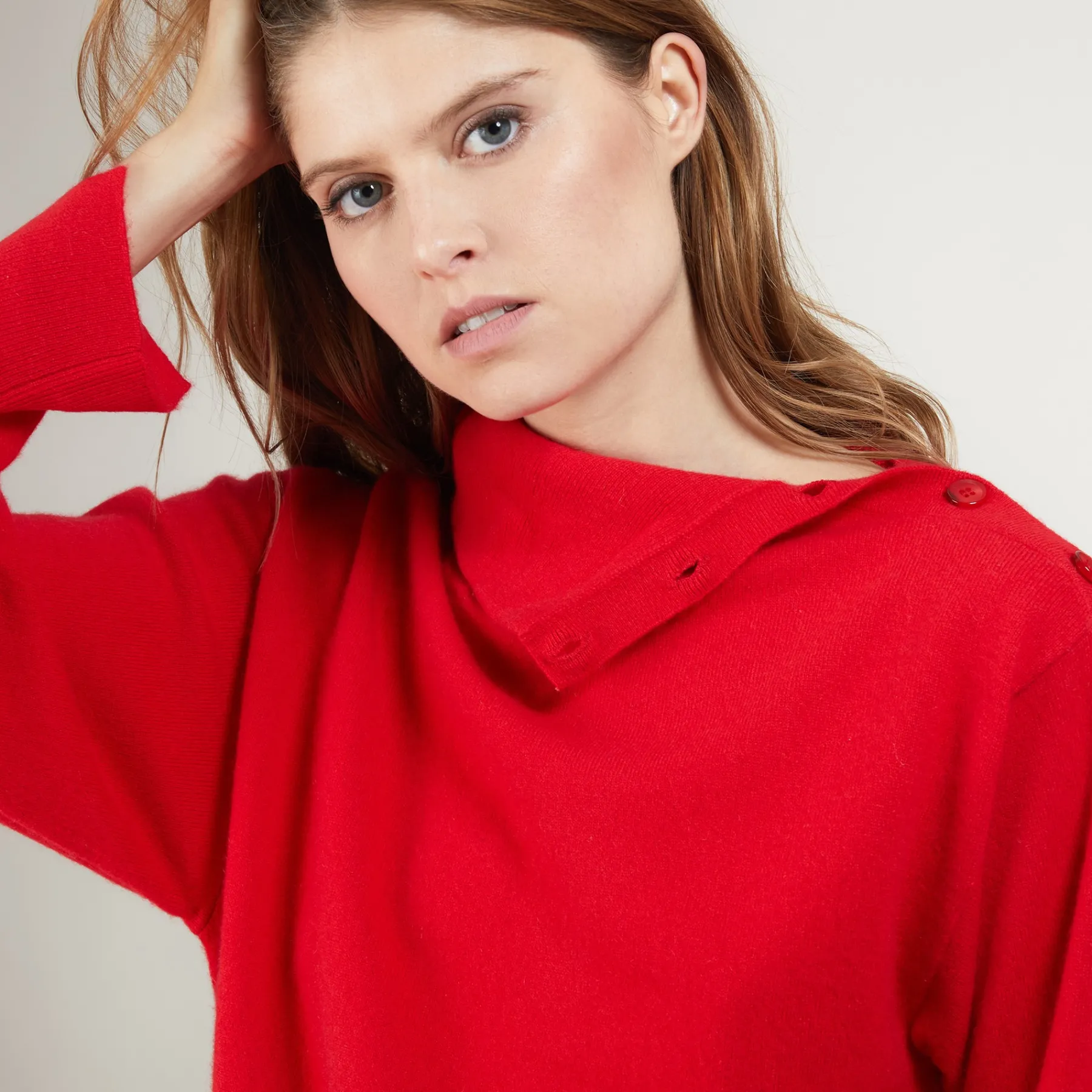 Montagut Pulls-Pull col boutonné en cachemire - Gretel bis 52-Rouge