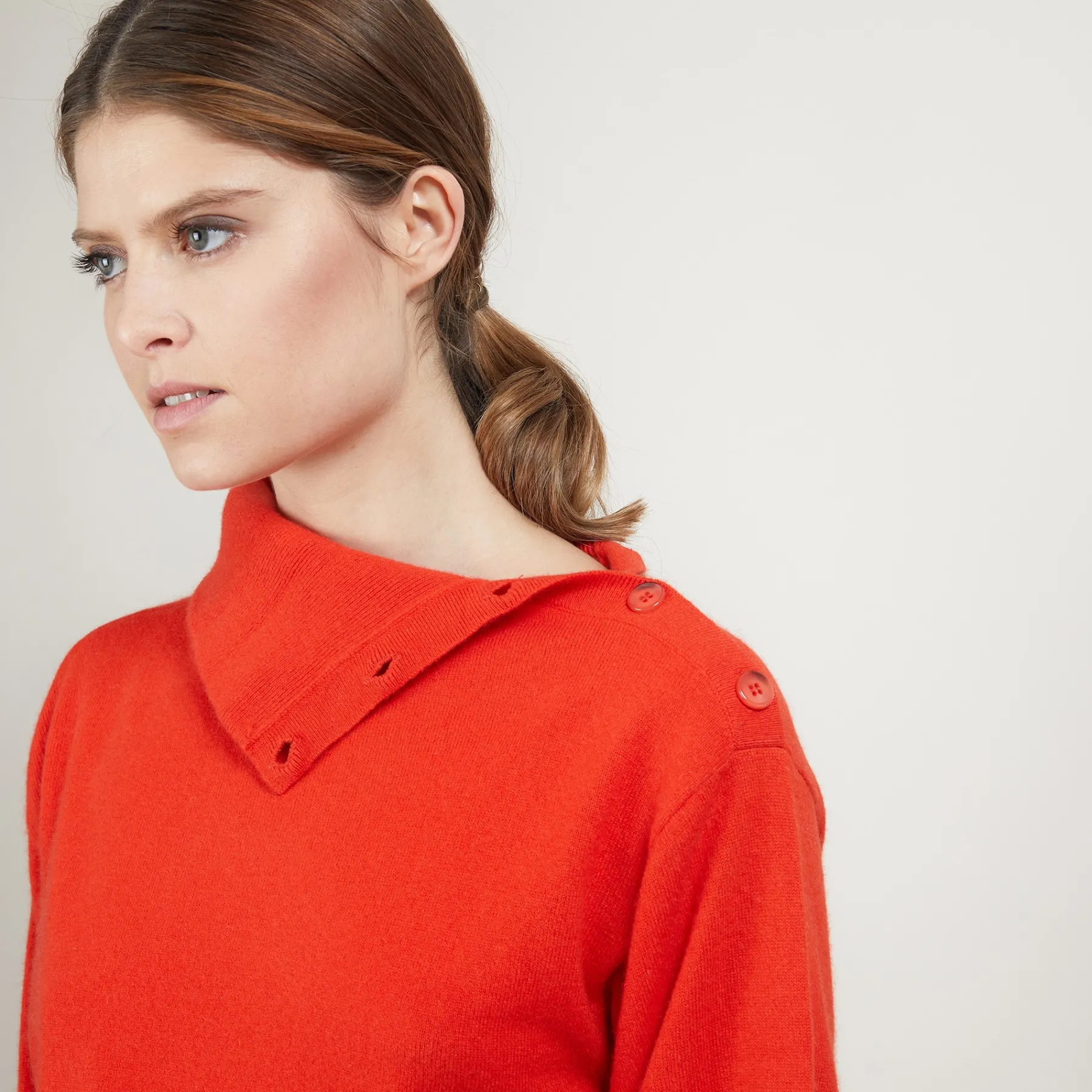 Montagut Pulls-Pull col boutonné en cachemire - Gretel bis 15-Orange