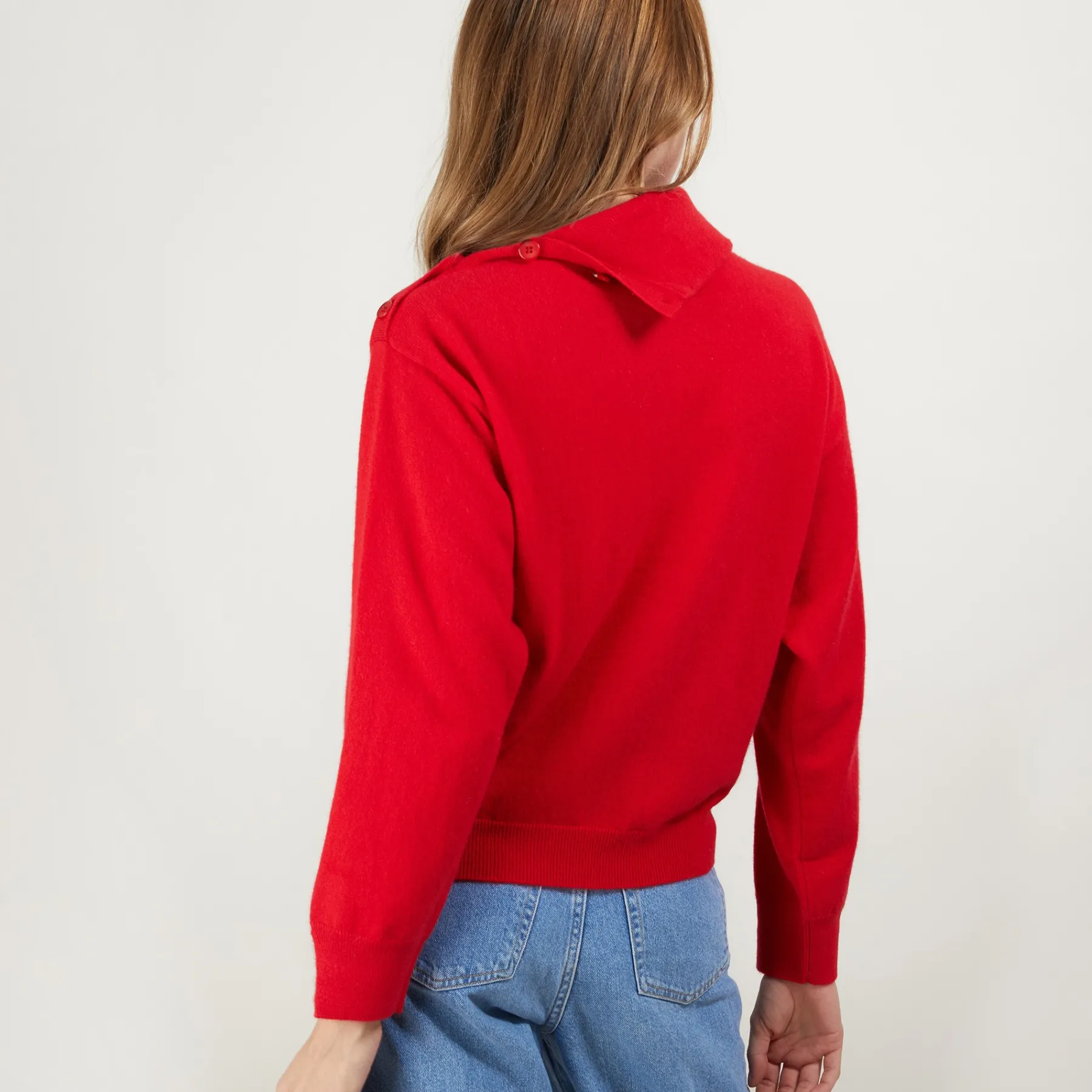 Montagut Pulls-Pull col boutonné en cachemire - Gretel bis 52-Rouge