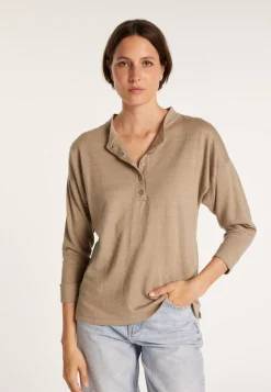 Montagut Pulls-Pull col boutonné en lin cachemire - Naza 14-Beige foncé