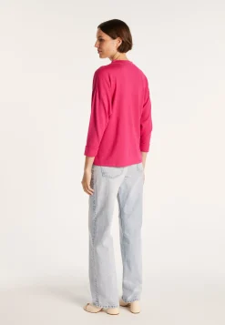 Montagut Pulls-Pull col boutonné en lin cachemire - Naza 91-Fuchsia