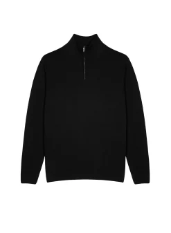 Montagut Pulls-Pull col camionneur avec logo en laine mérinos - Ryan 01-Noir