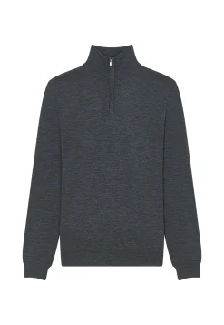 Montagut Pulls-Pull col camionneur avec logo en laine mérinos - Ryan 78-Gris anthracite