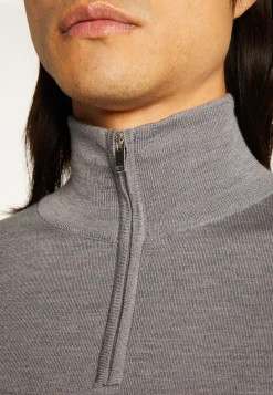 Montagut Pulls-Pull col camionneur avec logo en laine mérinos - Ryan 09-Gris moyen