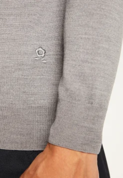 Montagut Pulls-Pull col camionneur avec logo en laine mérinos - Ryan 09-Gris moyen
