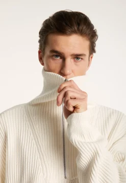 Montagut Pulls-Pull col camionneur en gros coton - Bill 02-Blanc