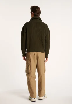 Montagut Pulls-Pull col camionneur en gros coton - Bill 83-Kaki