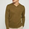 Montagut Pulls-Pull col col tunisien en lin - Rubin 83-Kaki
